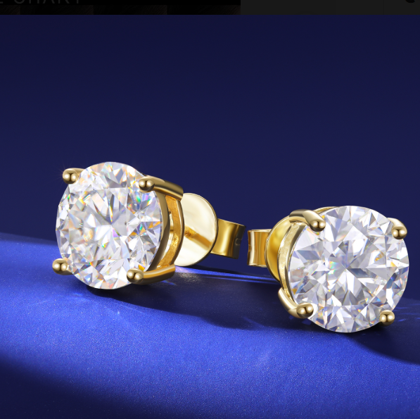 3mm-10mm VVS Moissanite Stud Earrings – 925 Sterling Silver (Unisex)