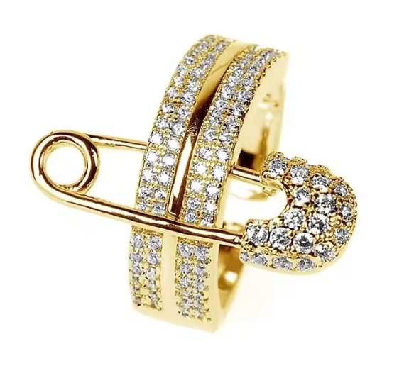 Zircon Layered Stainless Steel Ring – Hip Hop Style, Unisex