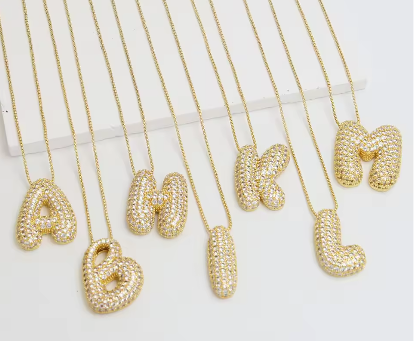Gold-Plated CZ Initial Necklace – A–Z Letter Pendant