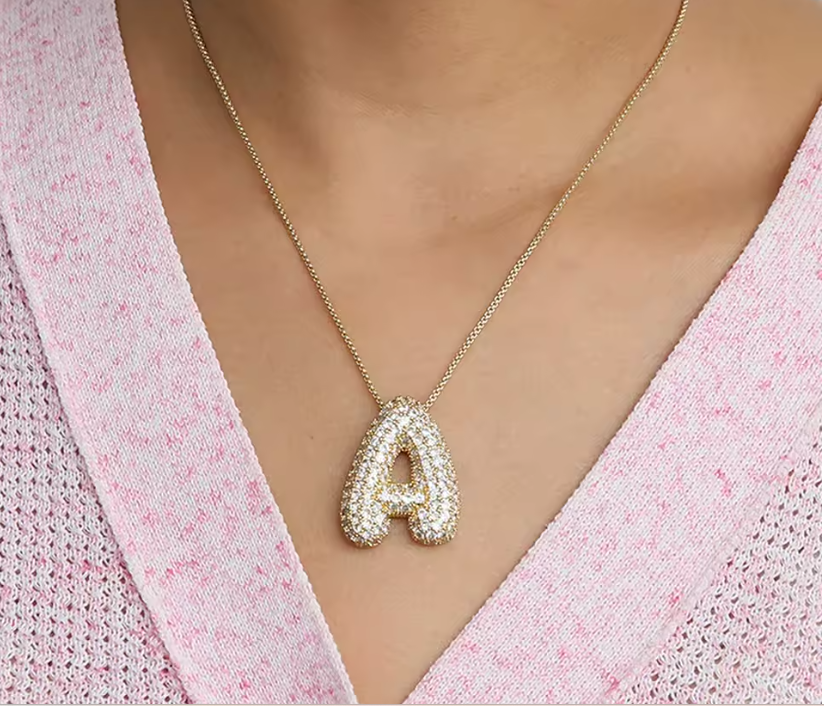 Gold-Plated CZ Initial Necklace – A–Z Letter Pendant