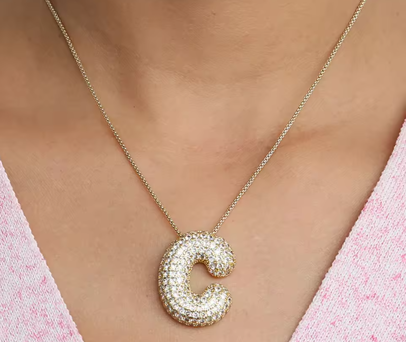 Gold-Plated CZ Initial Necklace – A–Z Letter Pendant