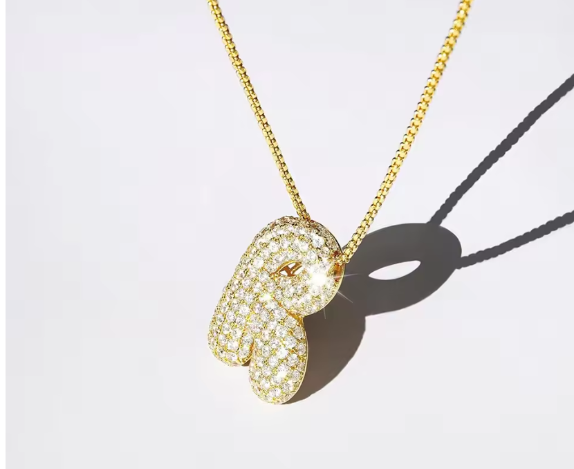 Gold-Plated CZ Initial Necklace – A–Z Letter Pendant