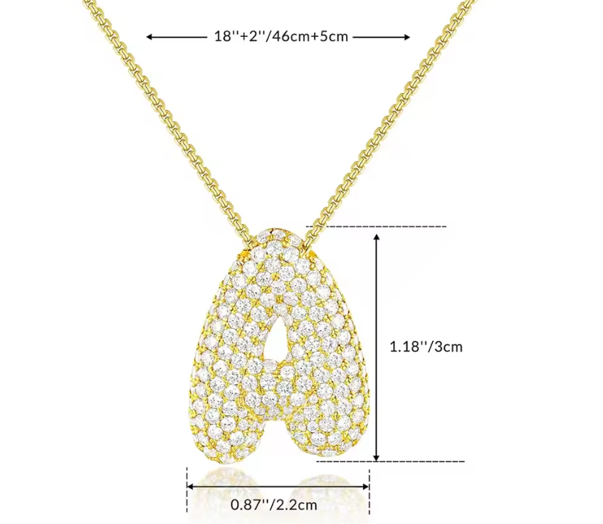 Gold-Plated CZ Initial Necklace – A–Z Letter Pendant