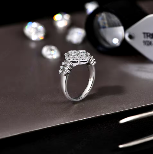 MINTYBOX Moissanite 18K White Gold Plated Ring – Fine Engagement Jewelry