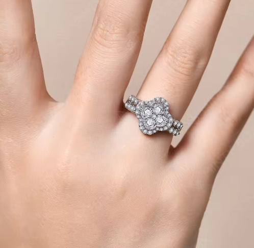 MINTYBOX Moissanite 18K White Gold Plated Ring – Fine Engagement Jewelry