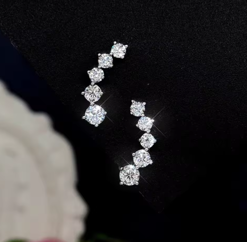 LUXORA | GRA Certified D Color Moissanite Stud Earrings in 925 Sterling Silver