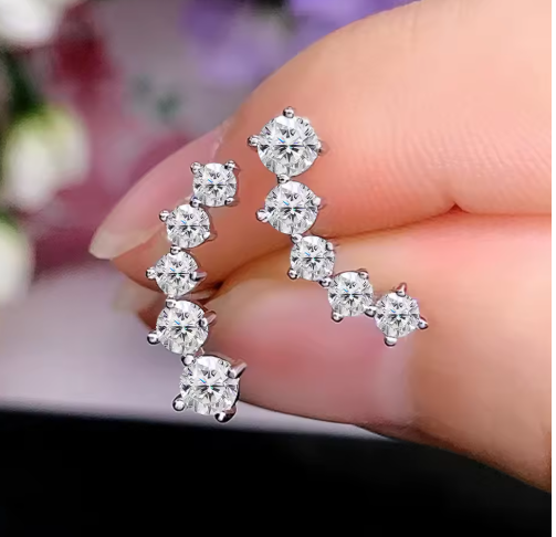 LUXORA | GRA Certified D Color Moissanite Stud Earrings in 925 Sterling Silver