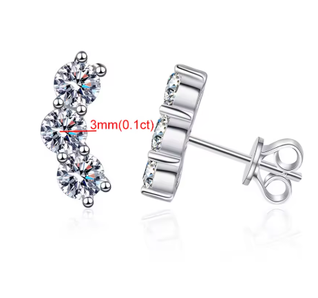 LUXORA | GRA Certified D Color Moissanite Stud Earrings in 925 Sterling Silver