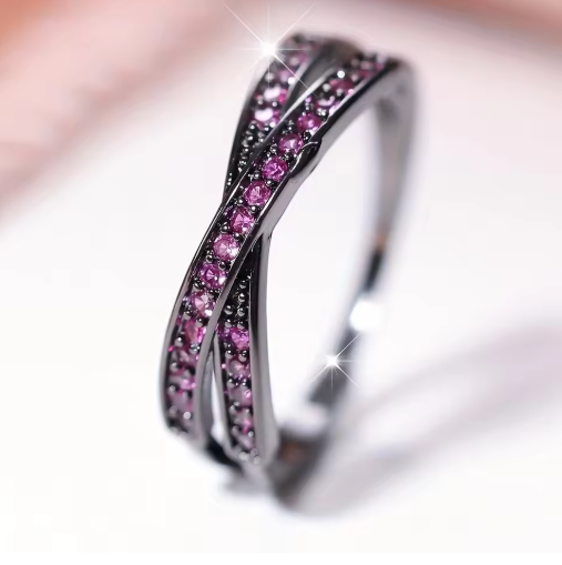 Minimalist Criss-Cross Zircon Ring – Multiple Colors