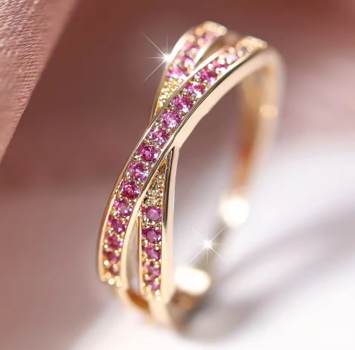 Minimalist Criss-Cross Zircon Ring – Multiple Colors