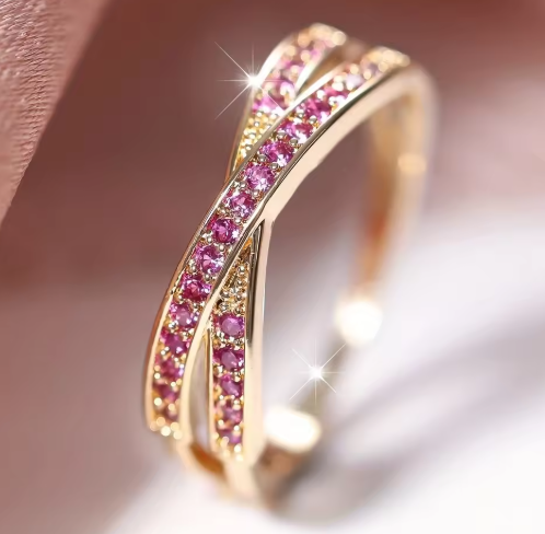 Minimalist Criss-Cross Zircon Ring – Multiple Colors