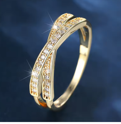 Minimalist Criss-Cross Zircon Ring – Multiple Colors