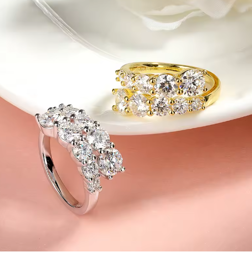 GRA VVS1 Moissanite Full Eternity Band – 925 Sterling Silver