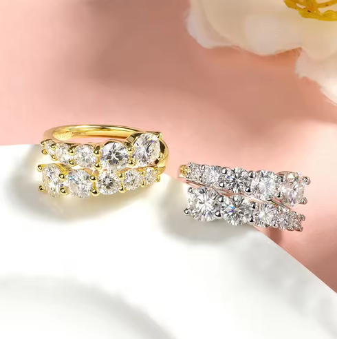 GRA VVS1 Moissanite Full Eternity Band – 925 Sterling Silver