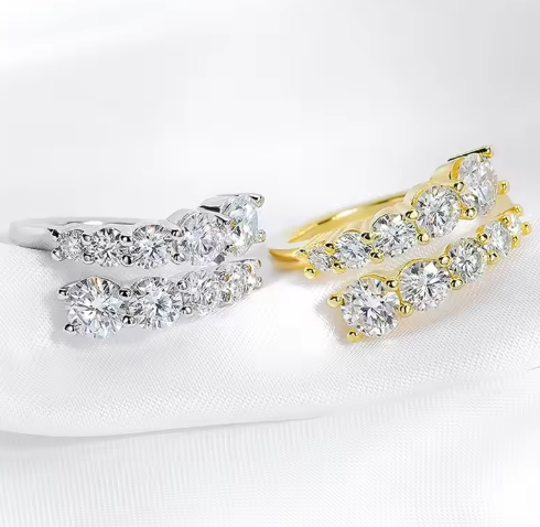 GRA VVS1 Moissanite Full Eternity Band – 925 Sterling Silver