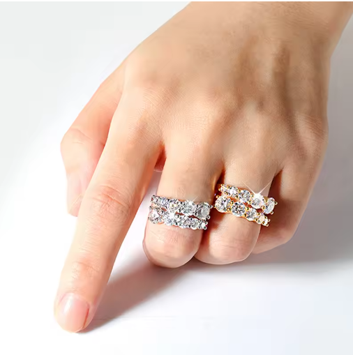 GRA VVS1 Moissanite Full Eternity Band – 925 Sterling Silver