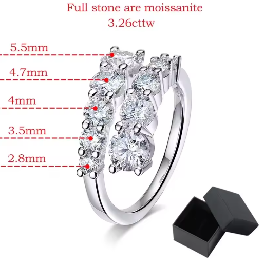 GRA VVS1 Moissanite Full Eternity Band – 925 Sterling Silver