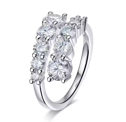 GRA VVS1 Moissanite Full Eternity Band – 925 Sterling Silver