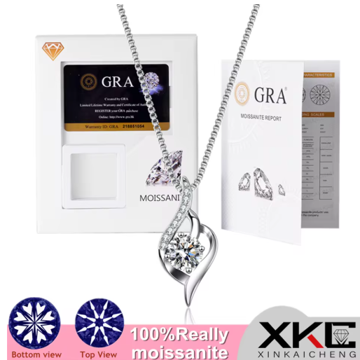 LUXORA GRA D Color Moissanite Solitaire Necklace – 925 Sterling Silver