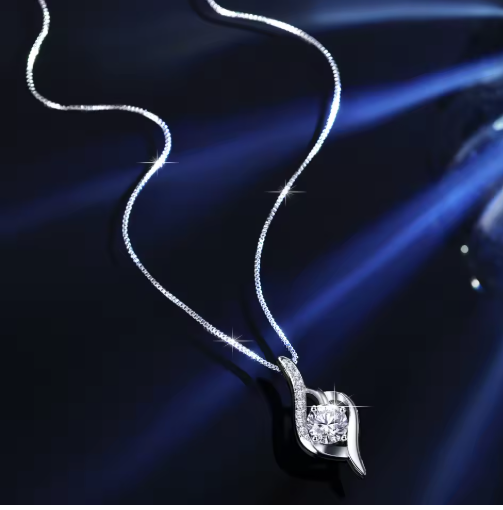 LUXORA GRA D Color Moissanite Solitaire Necklace – 925 Sterling Silver