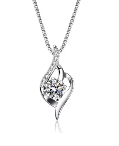 LUXORA GRA D Color Moissanite Solitaire Necklace – 925 Sterling Silver