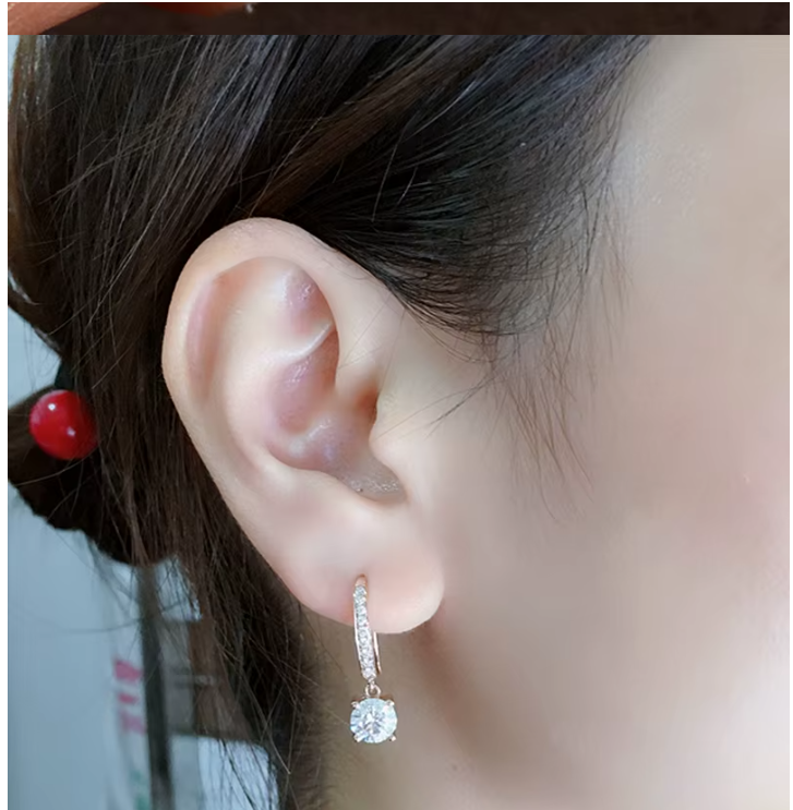 Elegant Minimalist Round CZ Hook Earrings - Rose Gold & Gold Finish