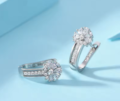 925 Sterling Silver Flower Zircon Earrings – Elegant Jewelry