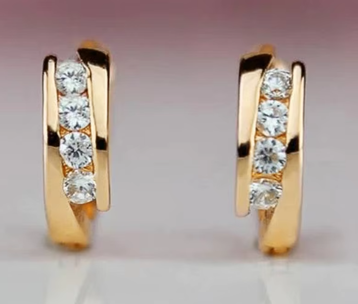Gold Color Hoop Earrings for Women –  Minimalist Zirconia Design