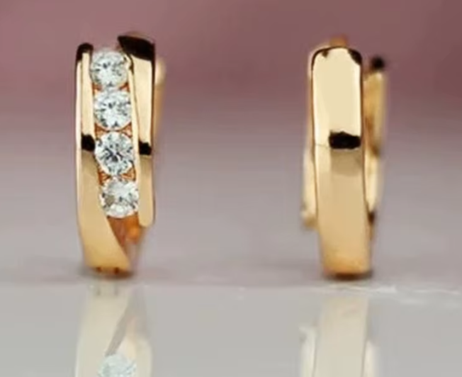 Gold Color Hoop Earrings for Women –  Minimalist Zirconia Design