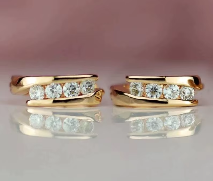 Gold Color Hoop Earrings for Women –  Minimalist Zirconia Design