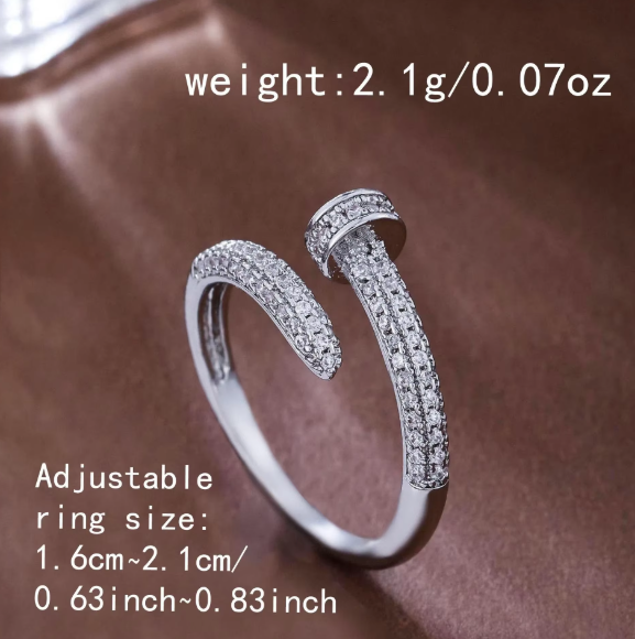 Elegant Open Zircon Ring for Women – Minimalist Light Luxury Adjustable Fashion Ring