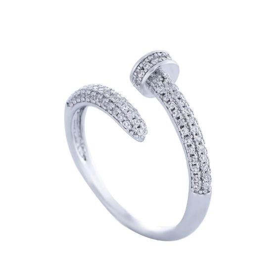 Elegant Open Zircon Ring for Women – Minimalist Light Luxury Adjustable Fashion Ring