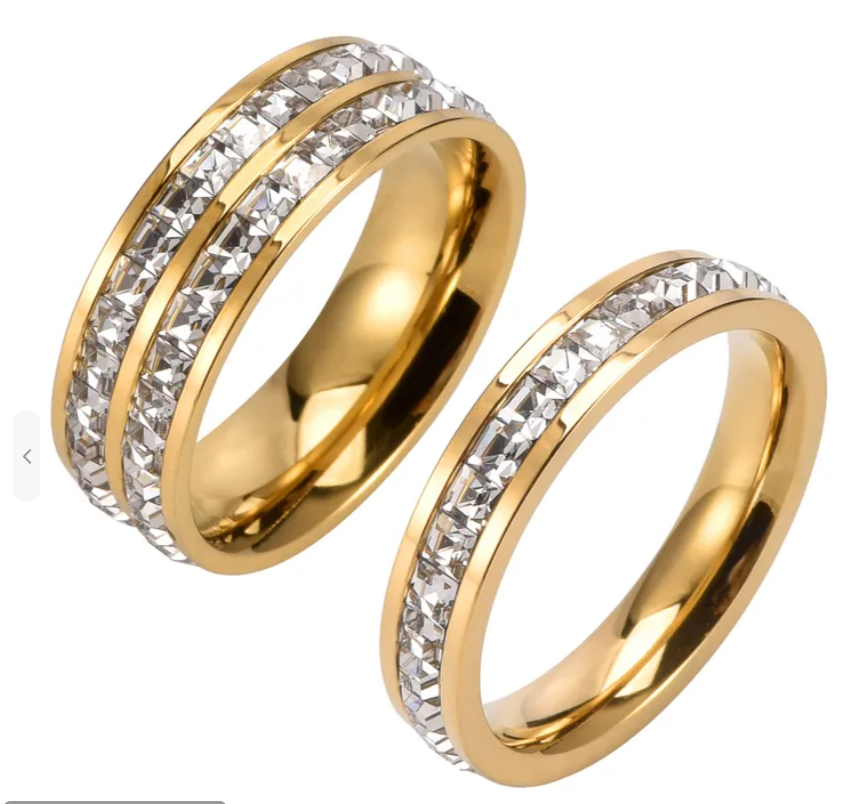 18K Gold Plated 304 Stainless Steel Zircon Crystal Ring