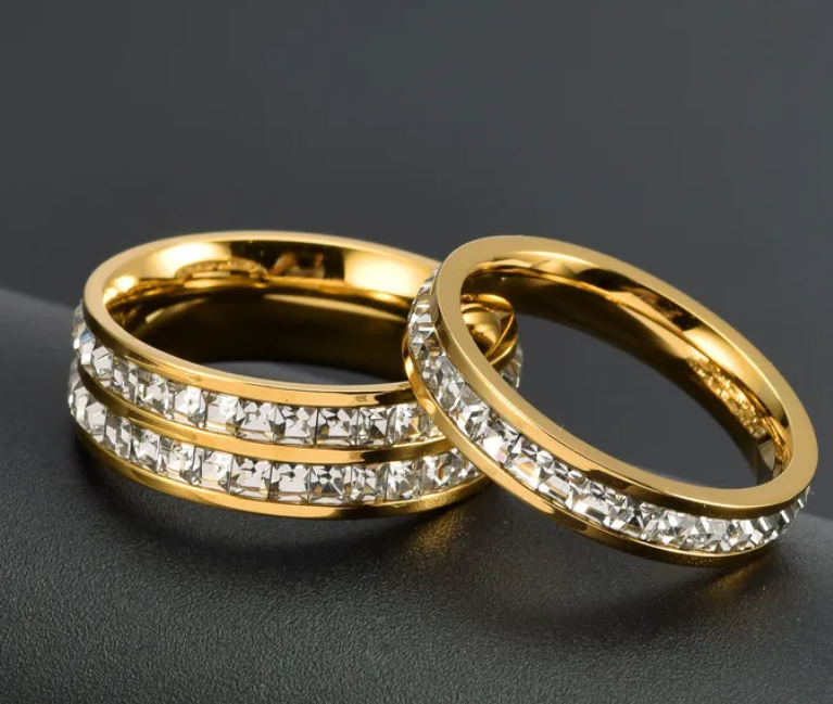 18K Gold Plated 304 Stainless Steel Zircon Crystal Ring