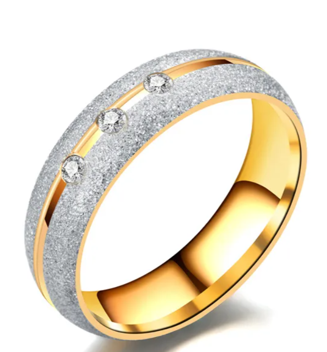 U‑Shaped Diamond Stainless Steel & Titanium Couple Ring