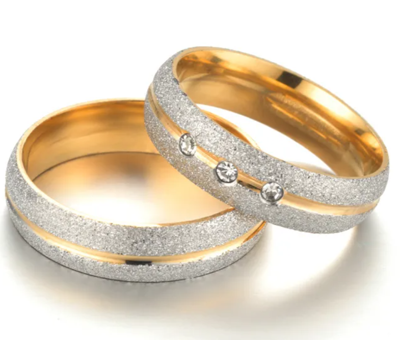 U‑Shaped Diamond Stainless Steel & Titanium Couple Ring