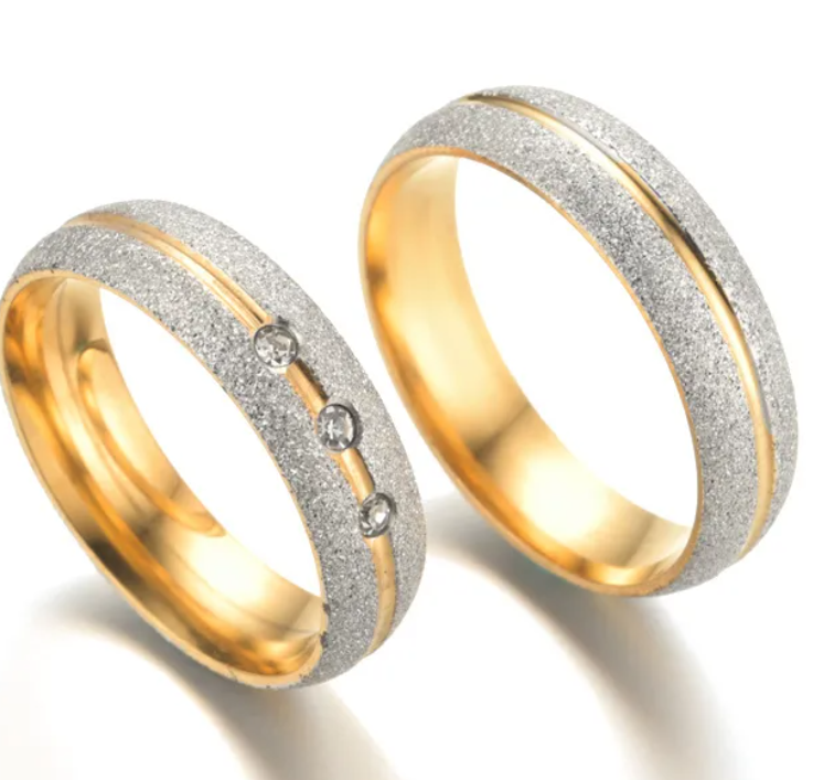 U‑Shaped Diamond Stainless Steel & Titanium Couple Ring