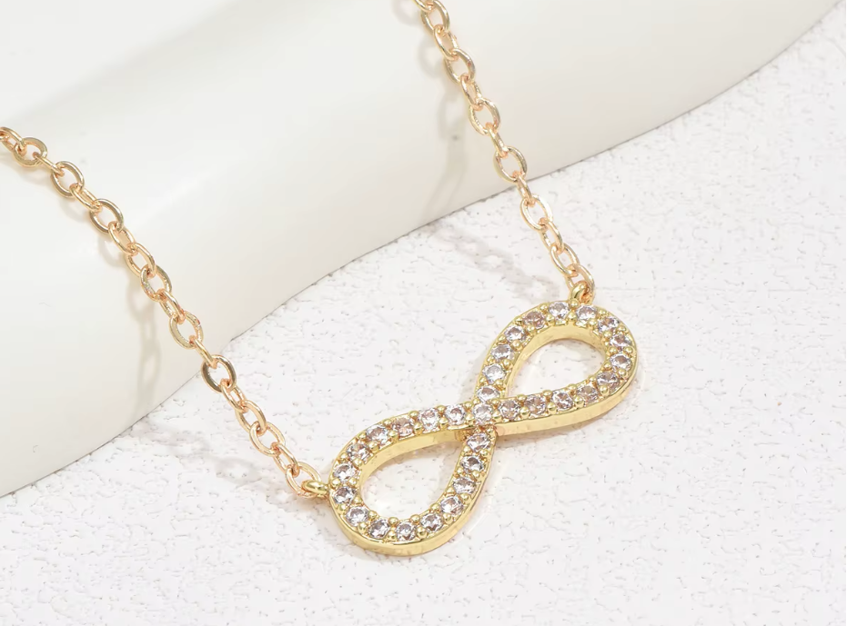 Infinity Necklace for Girls – Stainless Steel & Zircon “Love You Forever” Pendant