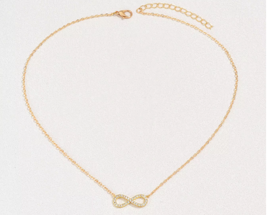 Infinity Necklace for Girls – Stainless Steel & Zircon “Love You Forever” Pendant
