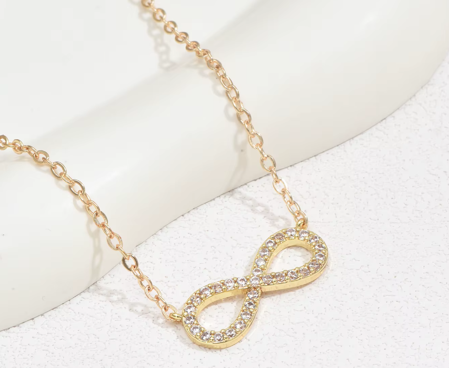 Infinity Necklace for Girls – Stainless Steel & Zircon “Love You Forever” Pendant