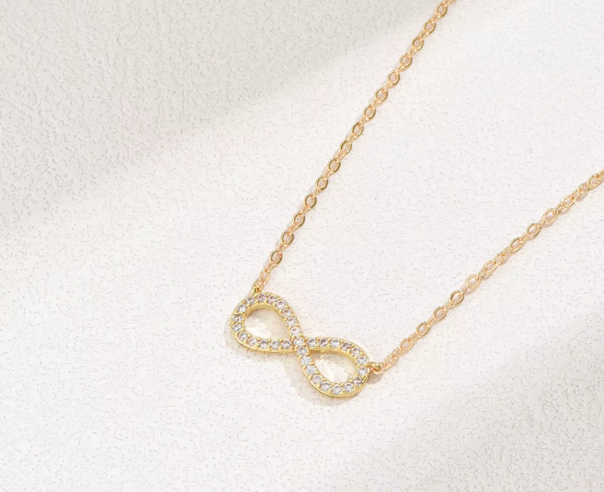 Infinity Necklace for Girls – Stainless Steel & Zircon “Love You Forever” Pendant