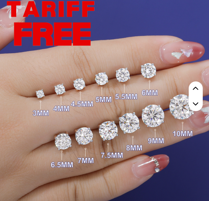 3mm-10mm VVS Moissanite Stud Earrings – 925 Sterling Silver (Unisex)