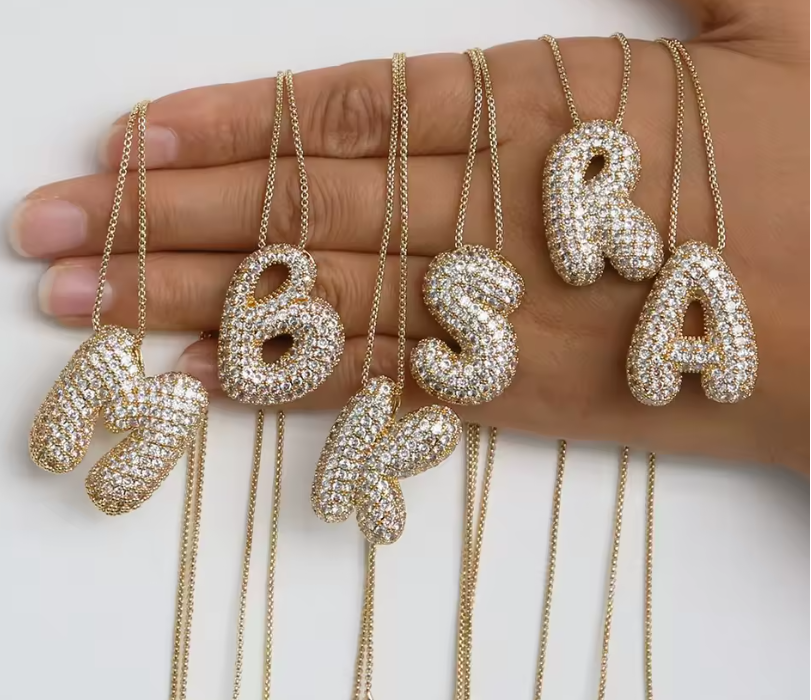 Gold-Plated CZ Initial Necklace – A–Z Letter Pendant