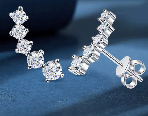 LUXORA | GRA Certified D Color Moissanite Stud Earrings in 925 Sterling Silver