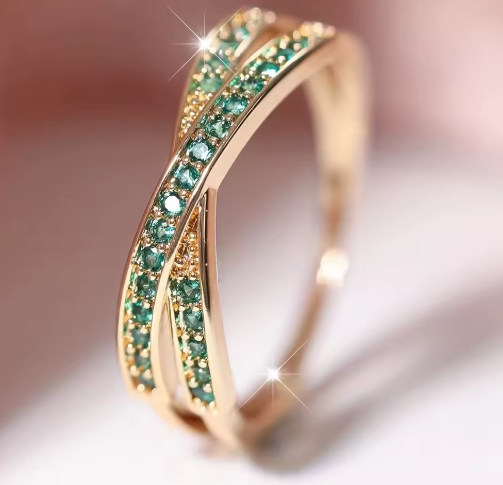 Minimalist Criss-Cross Zircon Ring – Multiple Colors