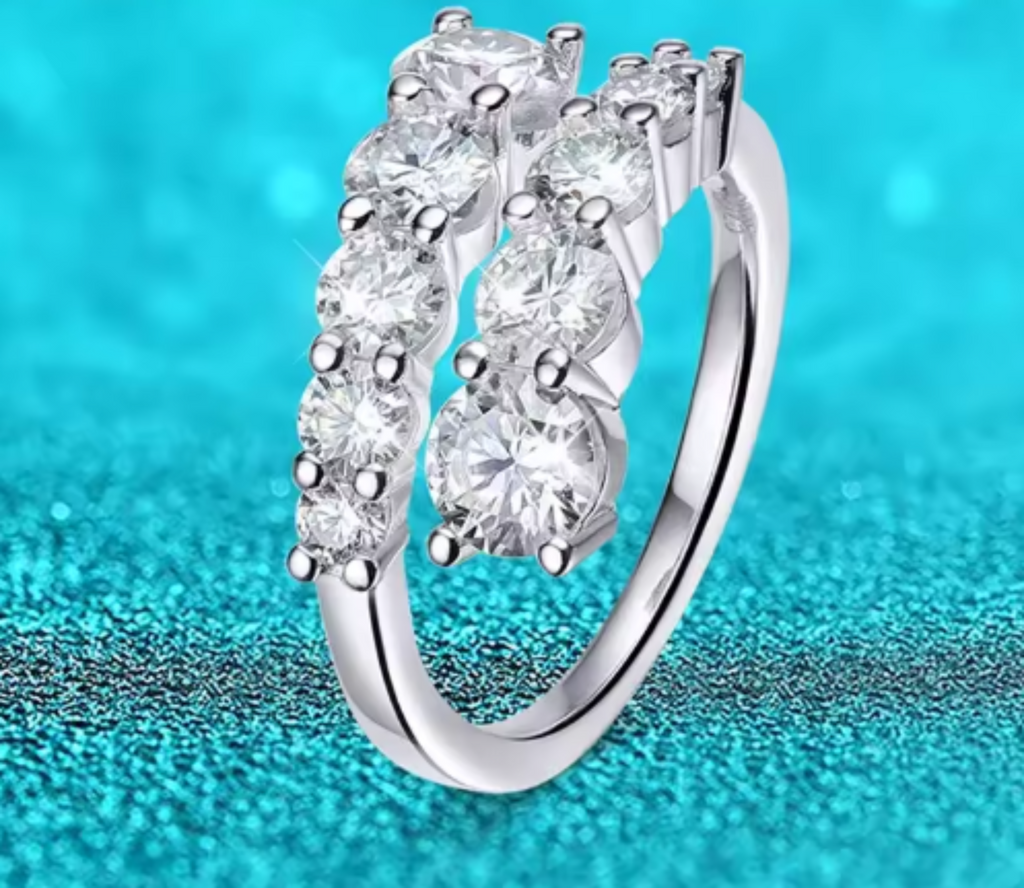 GRA VVS1 Moissanite Full Eternity Band – 925 Sterling Silver