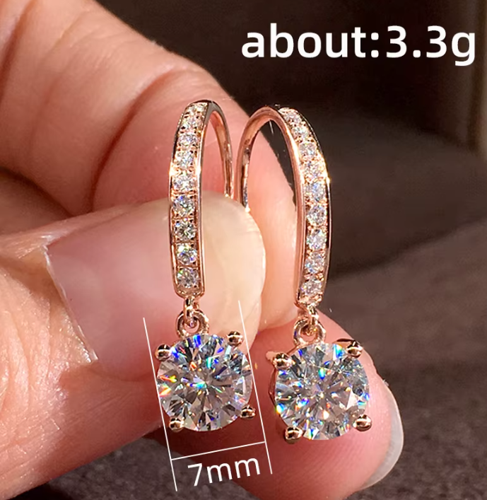 Elegant Minimalist Round CZ Hook Earrings - Rose Gold & Gold Finish