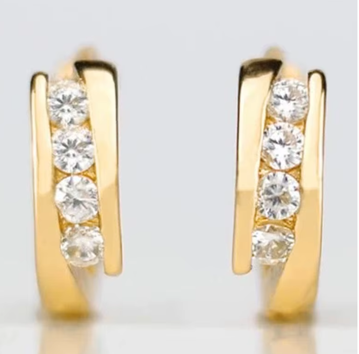 Gold Color Hoop Earrings for Women –  Minimalist Zirconia Design