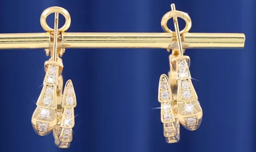 Trendy Snake-Shaped Micro-Paved Zircon Earrings for Women – Korean Style Fashion Snake Bone Ear Studs