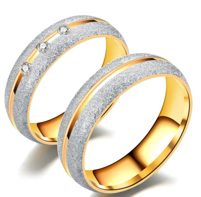 U‑Shaped Diamond Stainless Steel & Titanium Couple Ring